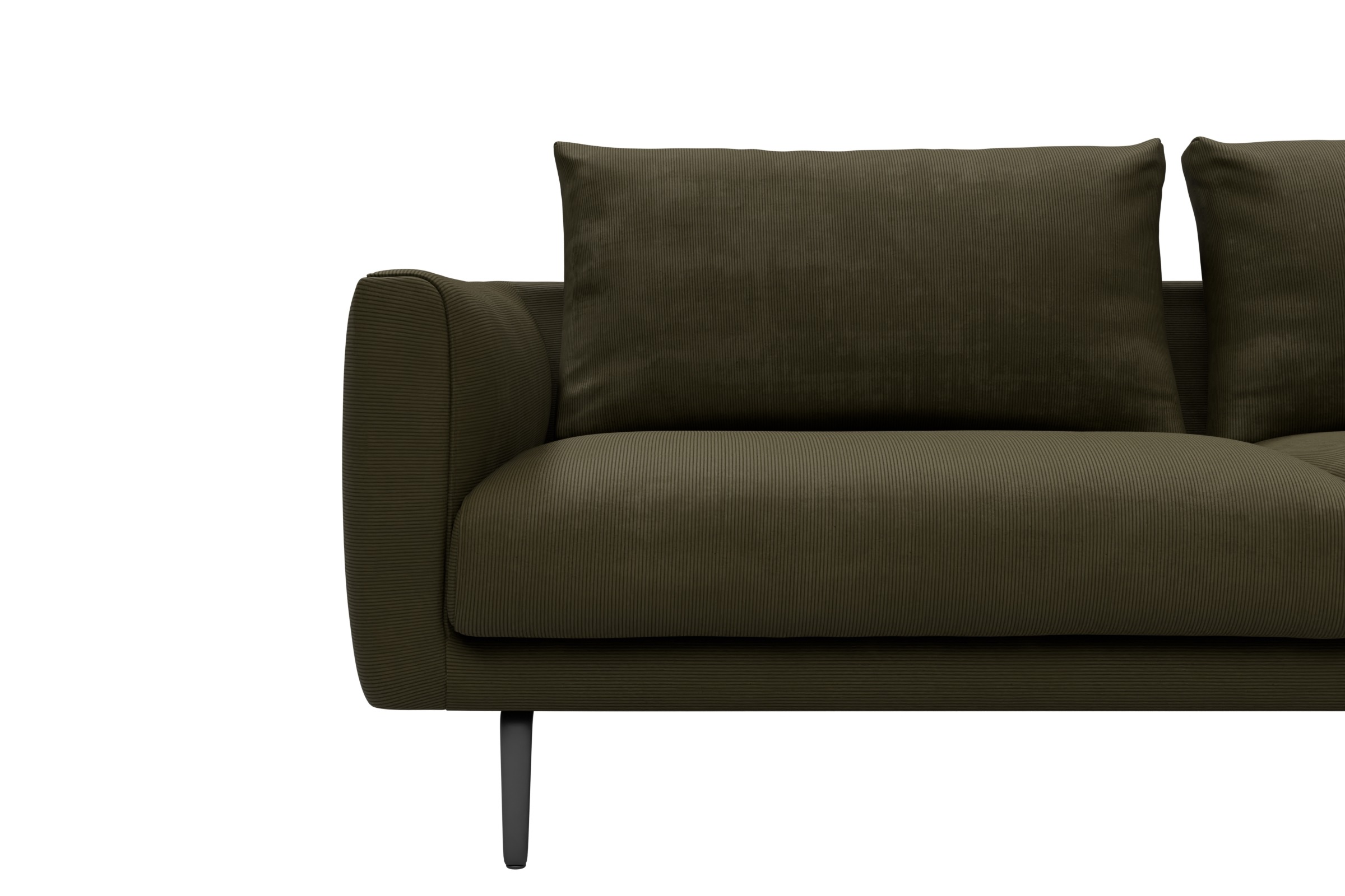 Ecksofa Karl Chaiselongue rechts mit 2,5-Sitzer Cordufine-Pine-Green