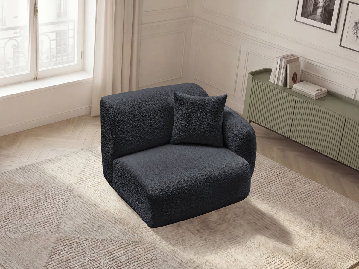 Bobochic Anda Sofamodul 1-Sitzer 104 × 103 cm Chenille Schwarz Ecke rechts