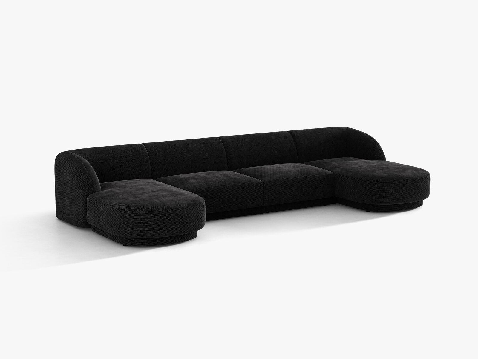 Micadoni Panorama-Sofa Miley 5-Sitzer Chenille Haga Schwarz