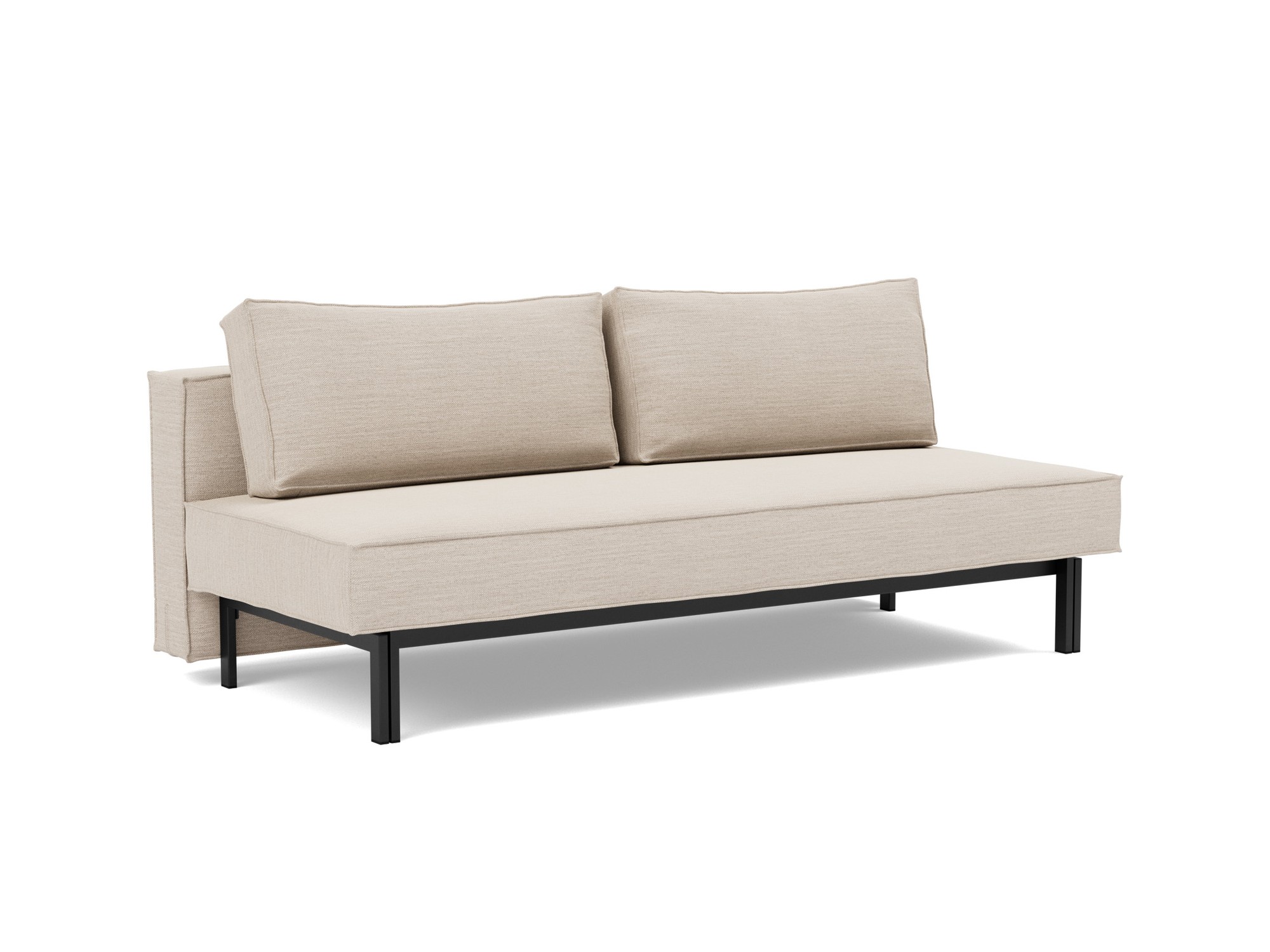 Schlafsofa Sly Webstoff Blida 612-Sand-Grey Beine Schwarzes Metall
