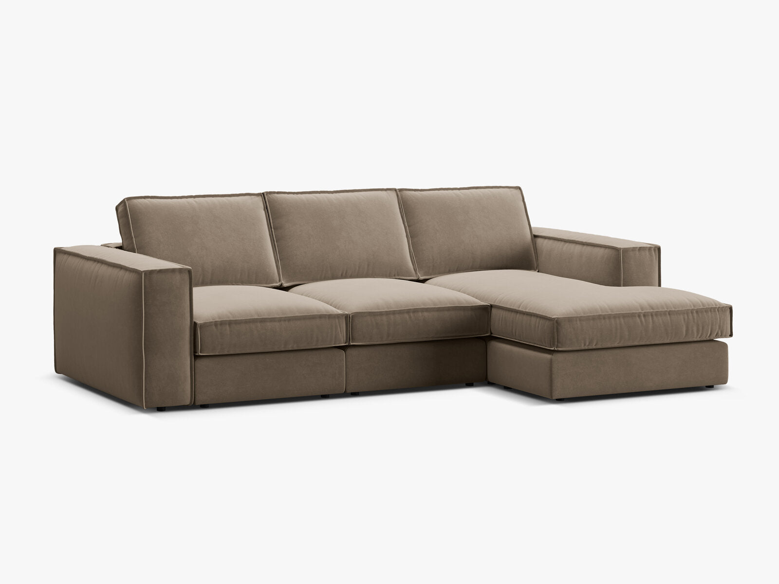 Micadoni modulares Ecksofa Pola 3-Sitzer Rechts Samt Salvador Grau Braun