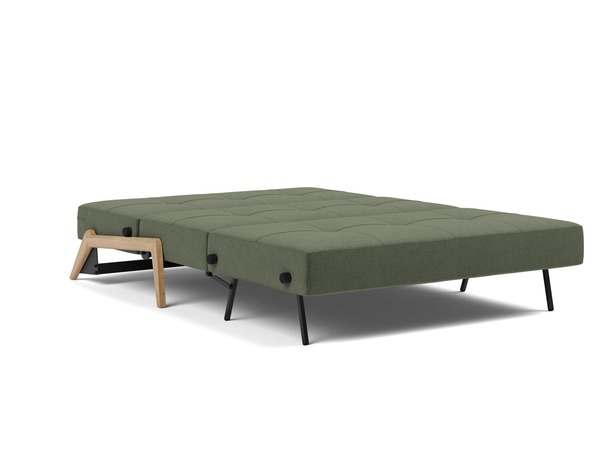 Schlafsofa Cubed 140 Chenille Esina 413-Olive-Green Beine Eiche