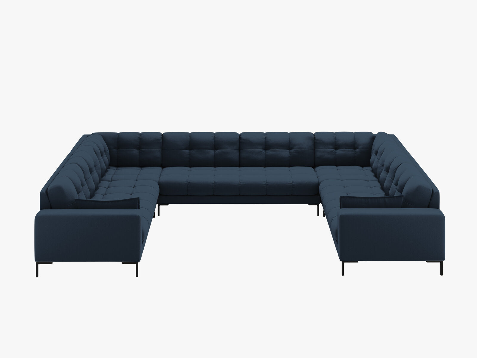 Micadoni Wohnlandschaft Mamaia 9-Sitzer Strukturierter Stoff Neve Blau schwarze Beine