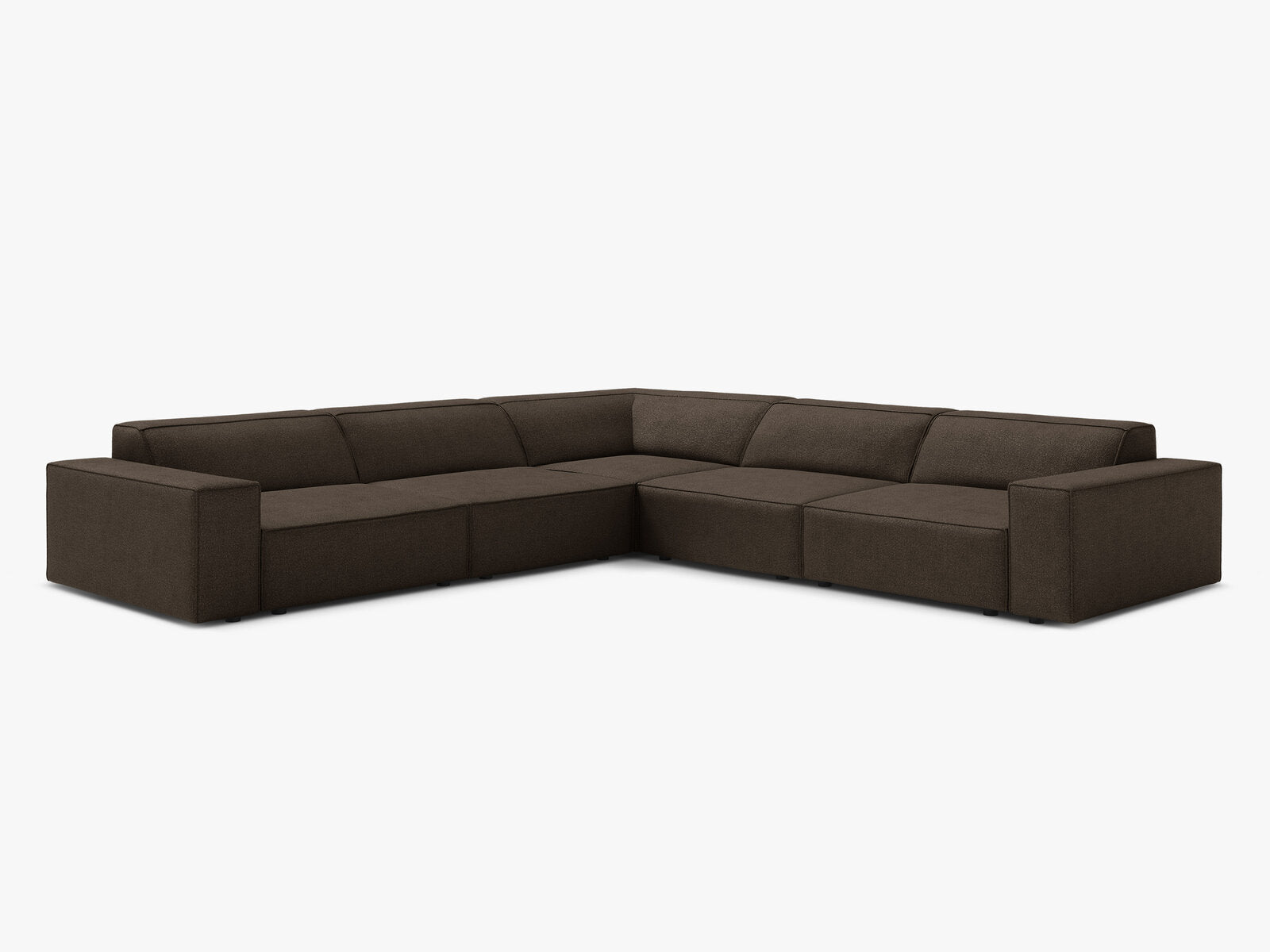 Micadoni Symmetrisches Ecksofa Jodie 6-Sitzer Boucle Baloo Braun