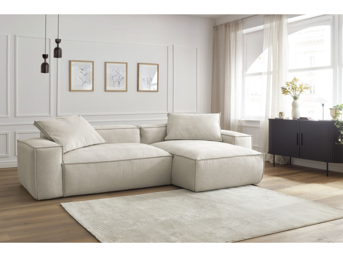 Bobochic Boheme Ecksofa, 2 Kissen Melange-Stoff Beige