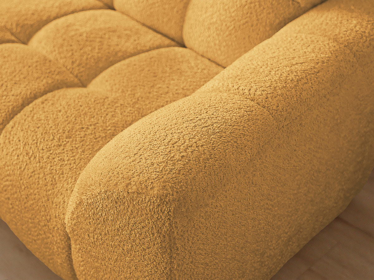 Bobochic Jaya Ecksofa mit Pouf Chenille Gelb Ecke links
