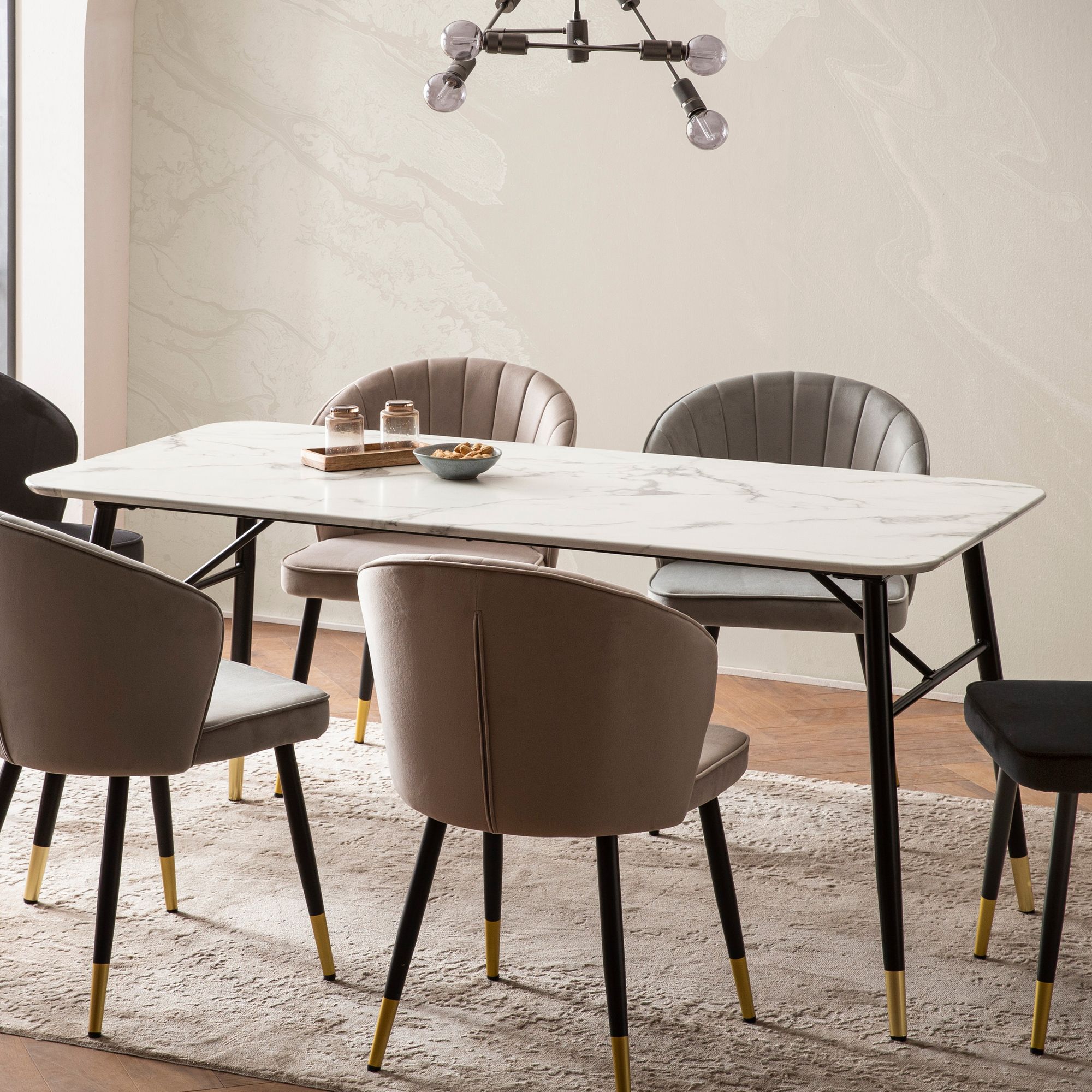 Esstisch Garnes Marmoroptik Weiß 180 × 90 × 76 cm