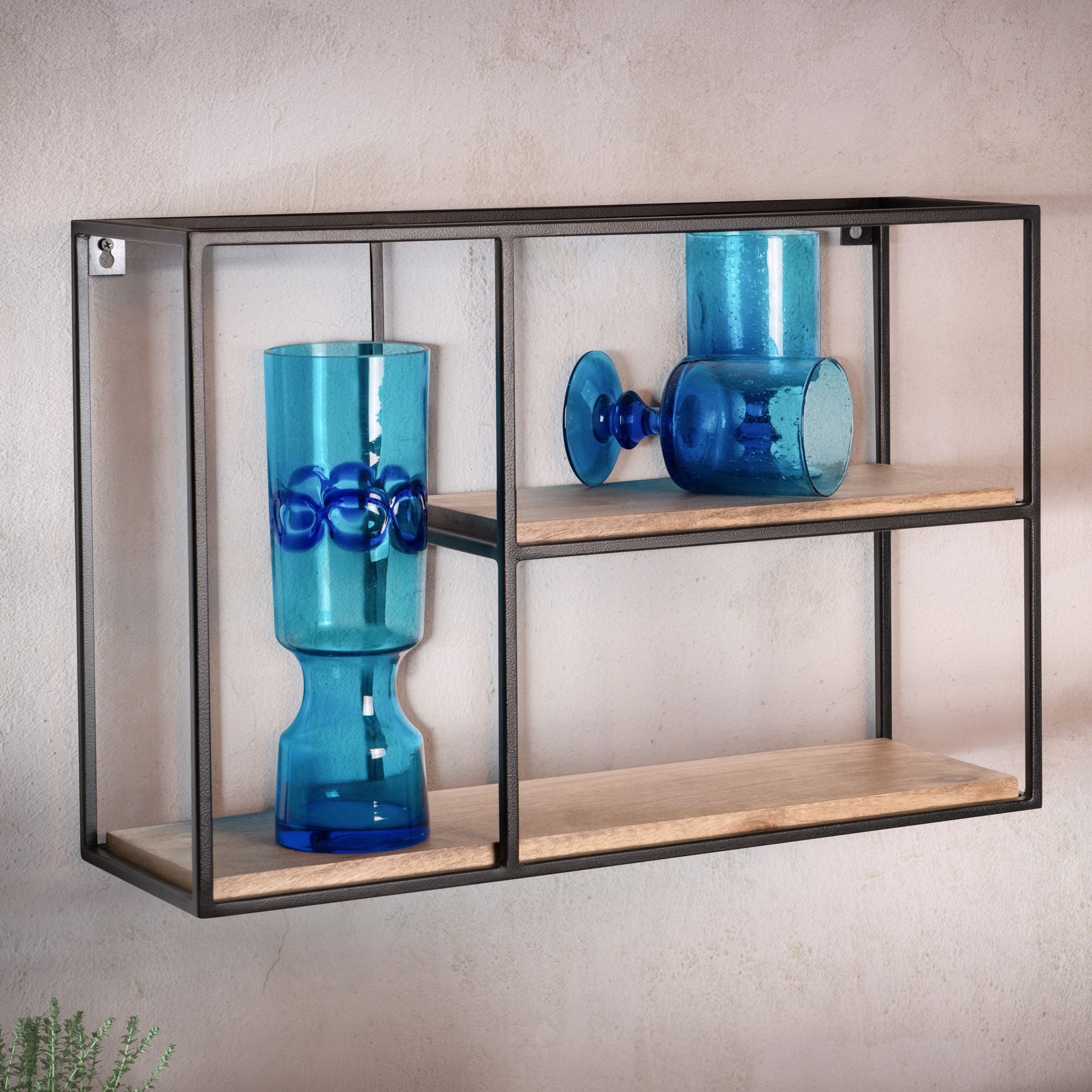Wandregal Beiarn Mango Massivholz Schwarz 60 × 18 × 40 cm