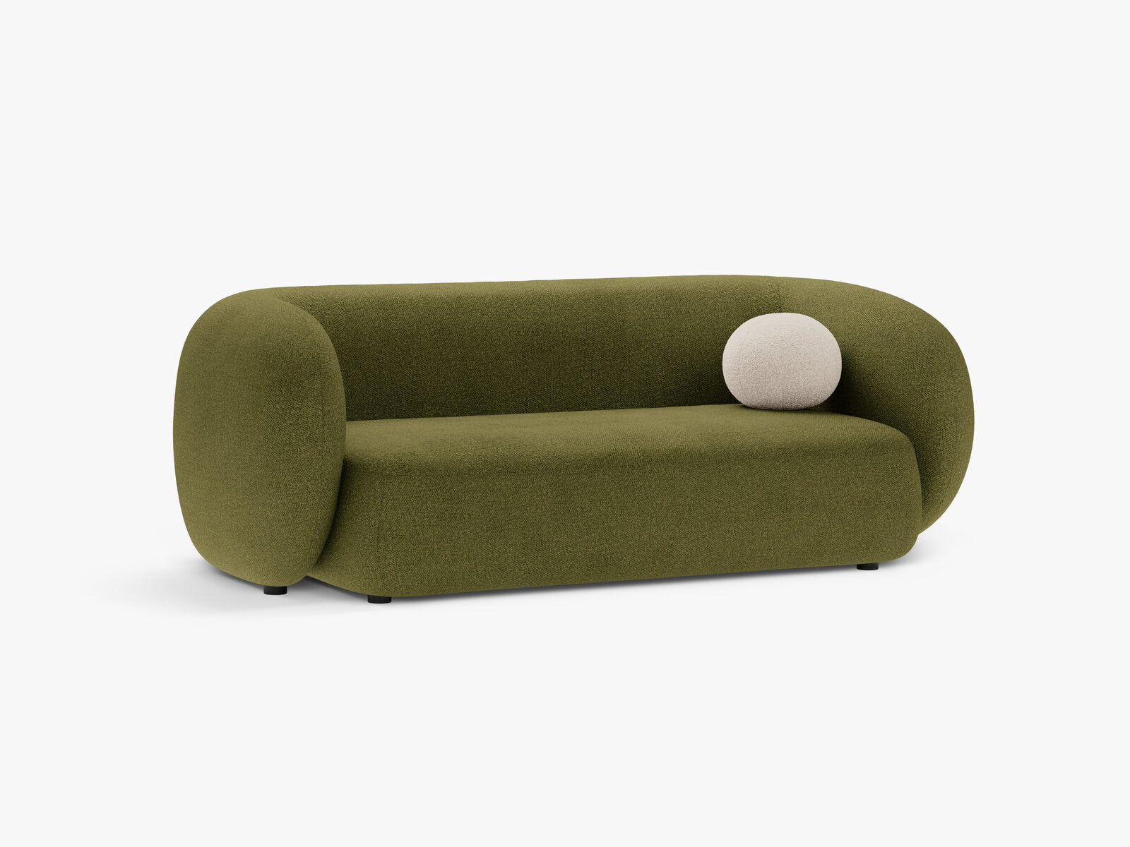 Micadoni Sofa Kate 2-Sitzer Boucle Baloo Dunkel-Olivgrün
