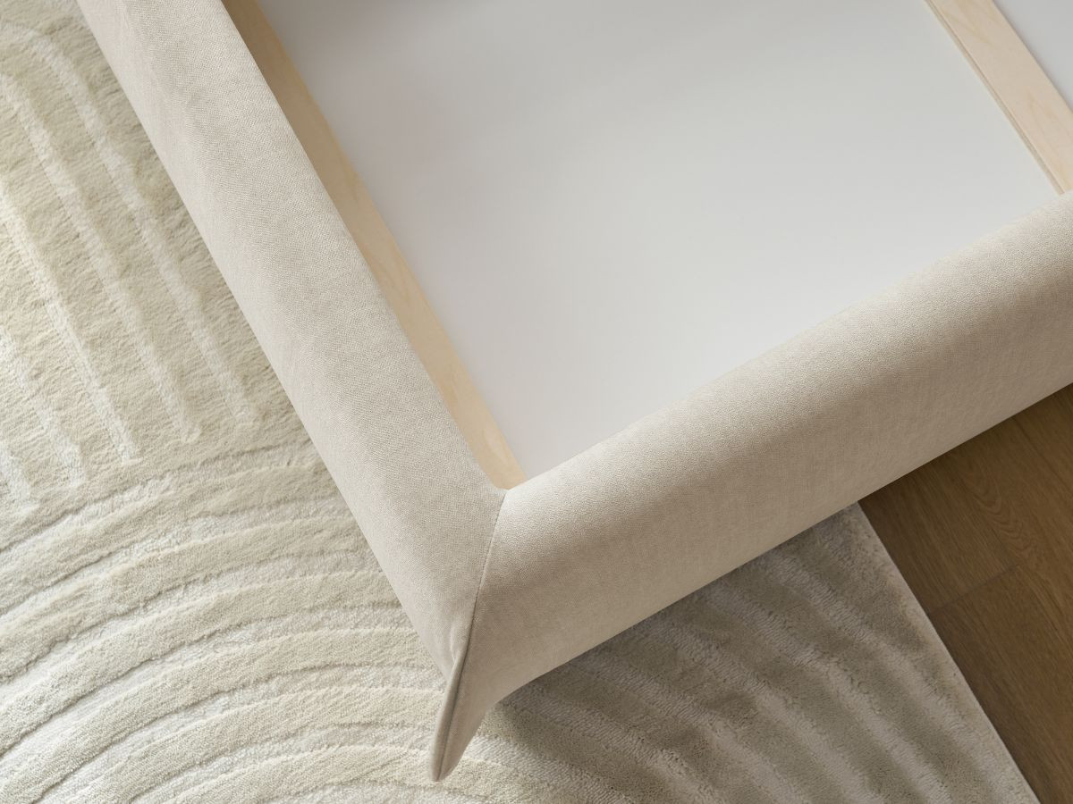 Bobochic Clothilde Polsterbett mit Bettkasten Samt Beige, Liegefläche 140 × 190 cm