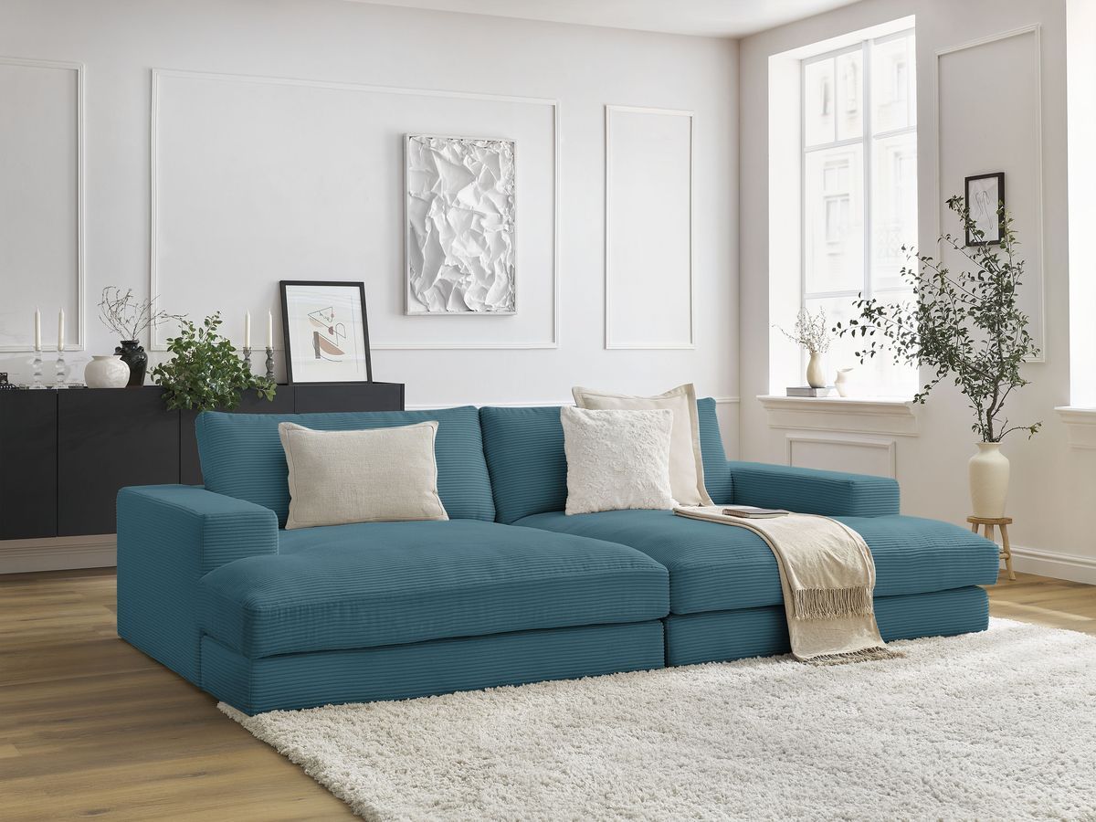Bobochic Leonard Sofa 4-Sitzer 274 × 159 cm Cordsamt Hellblau