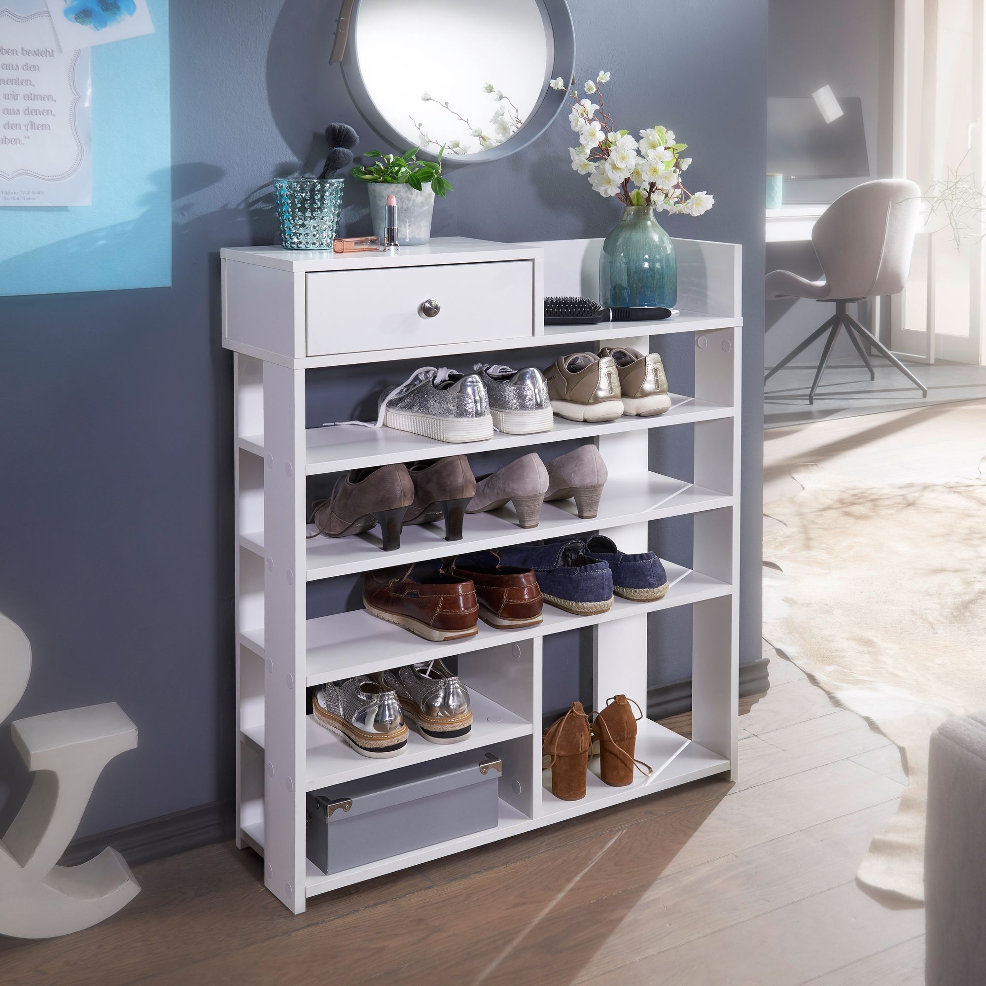 Schuhregal Svendborg Weiß 75 × 24 × 92,5 cm