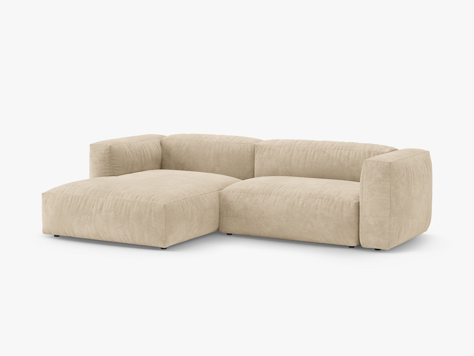 Micadoni Martina Ecksofa 4-Sitzer mit Schlaffunktion Links Samt Vogue Helles Beige
