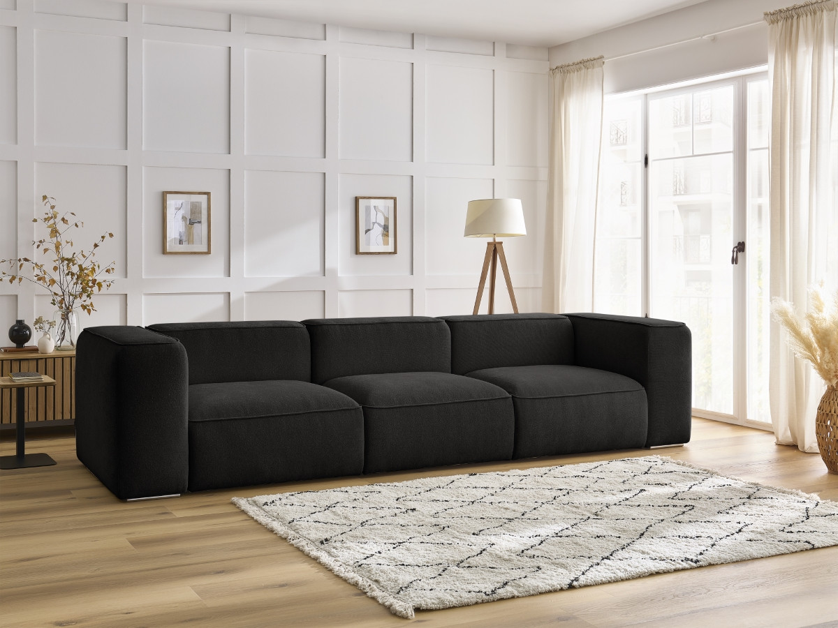 Bobochic Zephyr Sofa 3-Sitzer Strukturstoff Schwarz