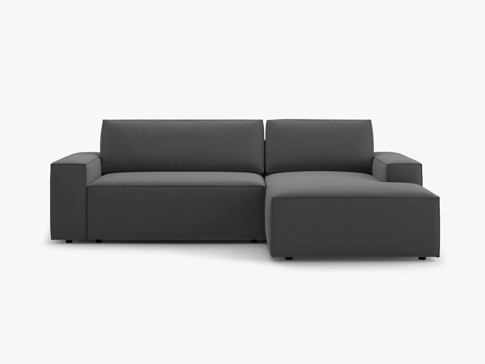 Micadoni Schlaf-Ecksofa Jodie 3-Sitzer Rechts Samt Grau