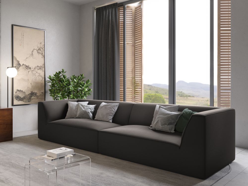 Cosmopolitan Design Sofa Siena 4-Sitzer Samt Salvador Dunkelgrau