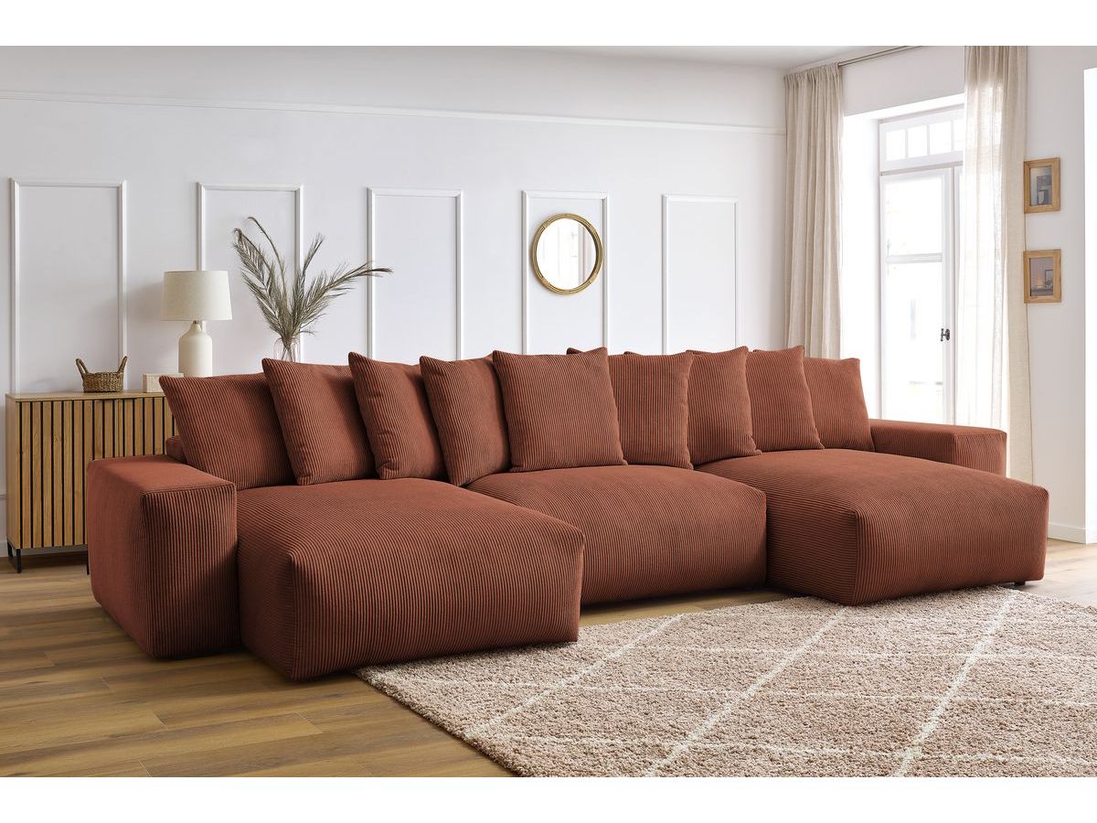 Bobochic Voltaire Wohnlandschaft 420 × 165 cm Cordsamt Orange