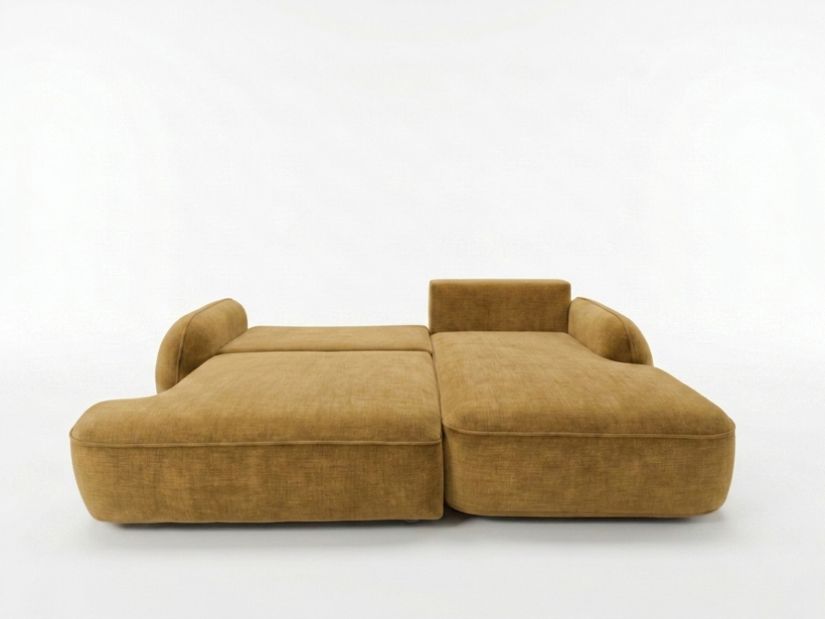 Bobochic Celeste Ecksofa mit Schlaffunktion und Bettkasten Stoff Gelb Ecke rechts