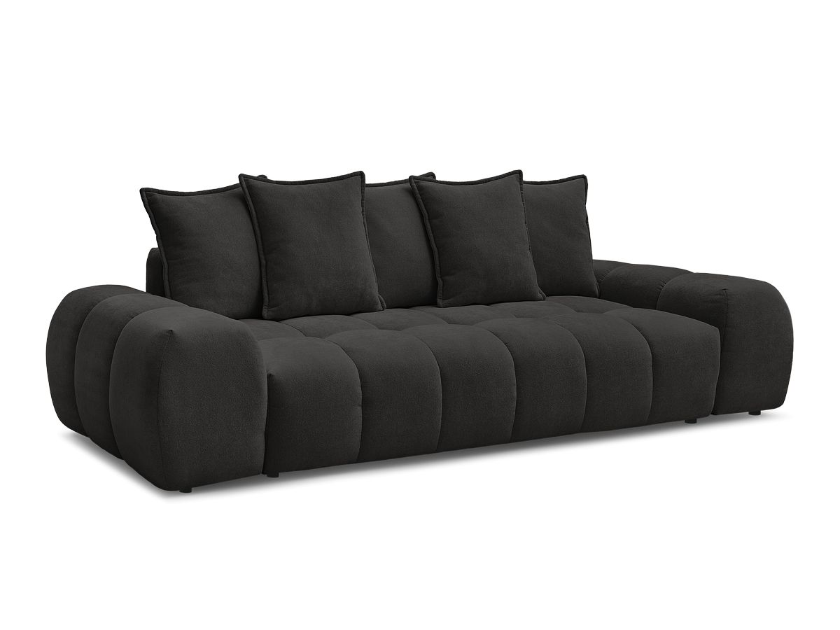 Bobochic Everest Schlafsofa 3-Sitzer mit Bettkasten, 5 Kissen Strukturstoff Schwarz
