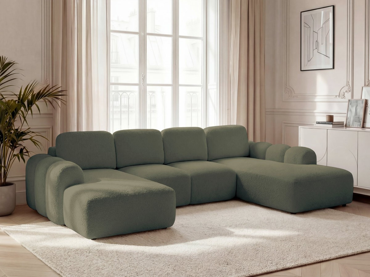 Bobochic Montaigne Wohnlandschaft Bouclé-Stoff Grün Ecke links