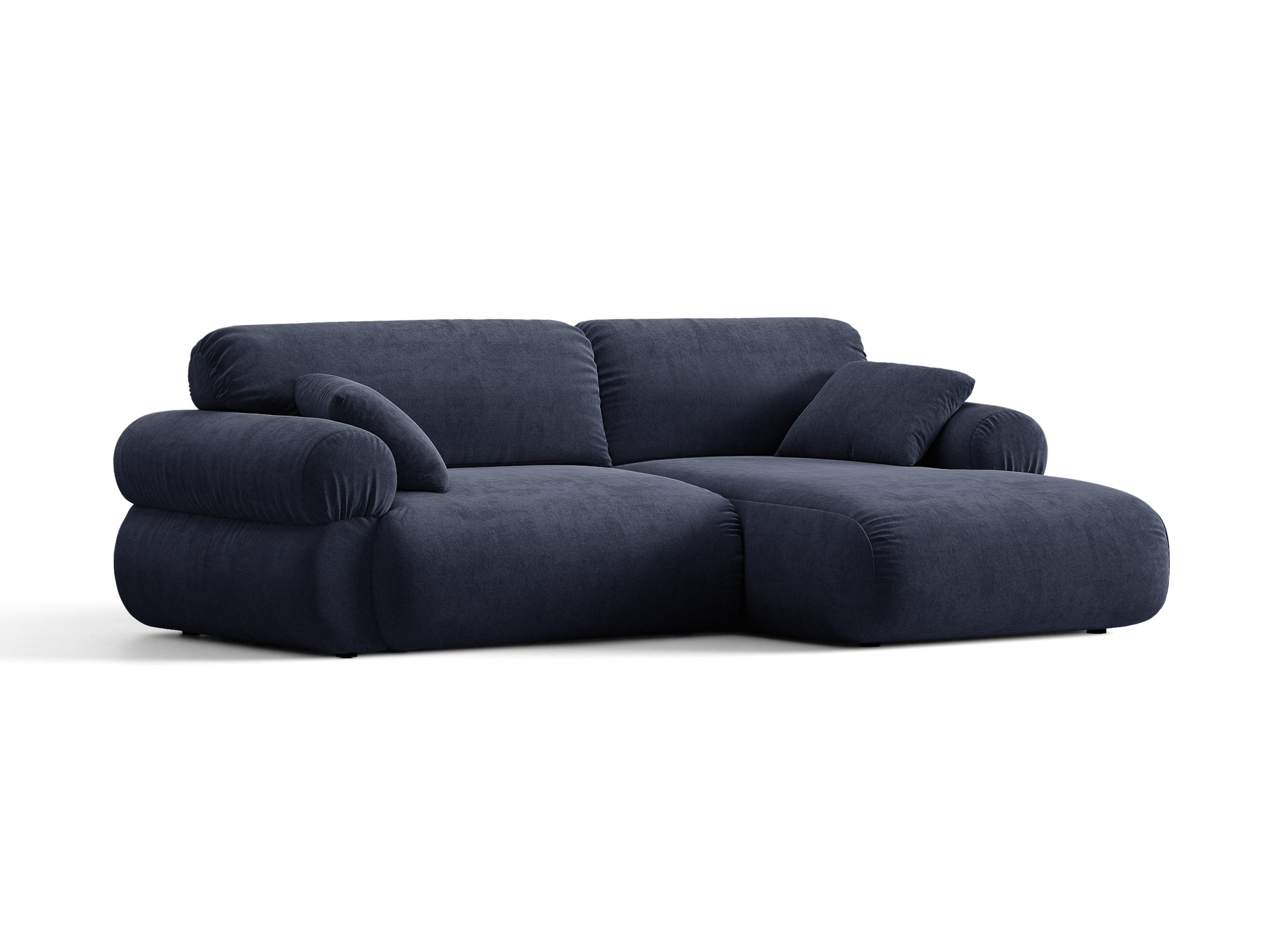 Micadoni Ophelia Ecksofa 4-Sitzer Strukturierter Stoff Liberty Marineblau Rechts