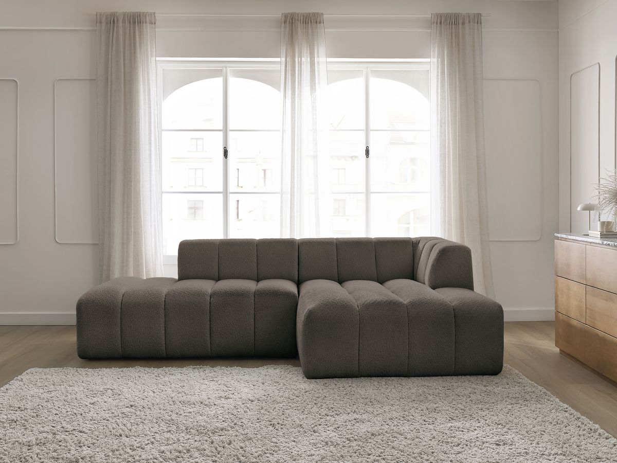 Bobochic Annecy Ecksofa Bouclé-Stoff Braun Ecke rechts