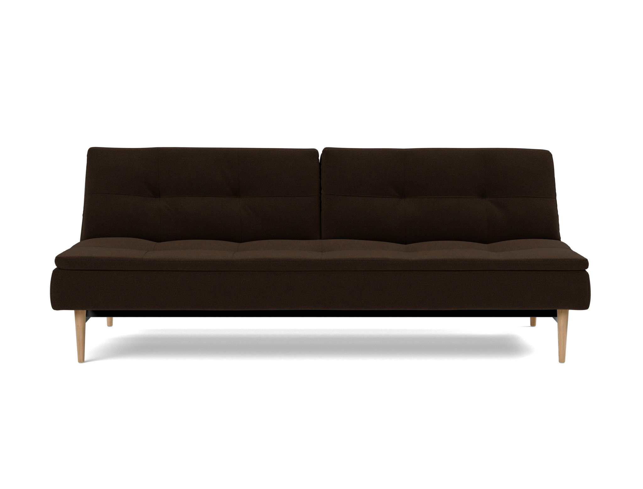 Schlafsofa Dublexo Strukturierter Stoff Taura 358-Chocco Beine Styletto Eiche hell