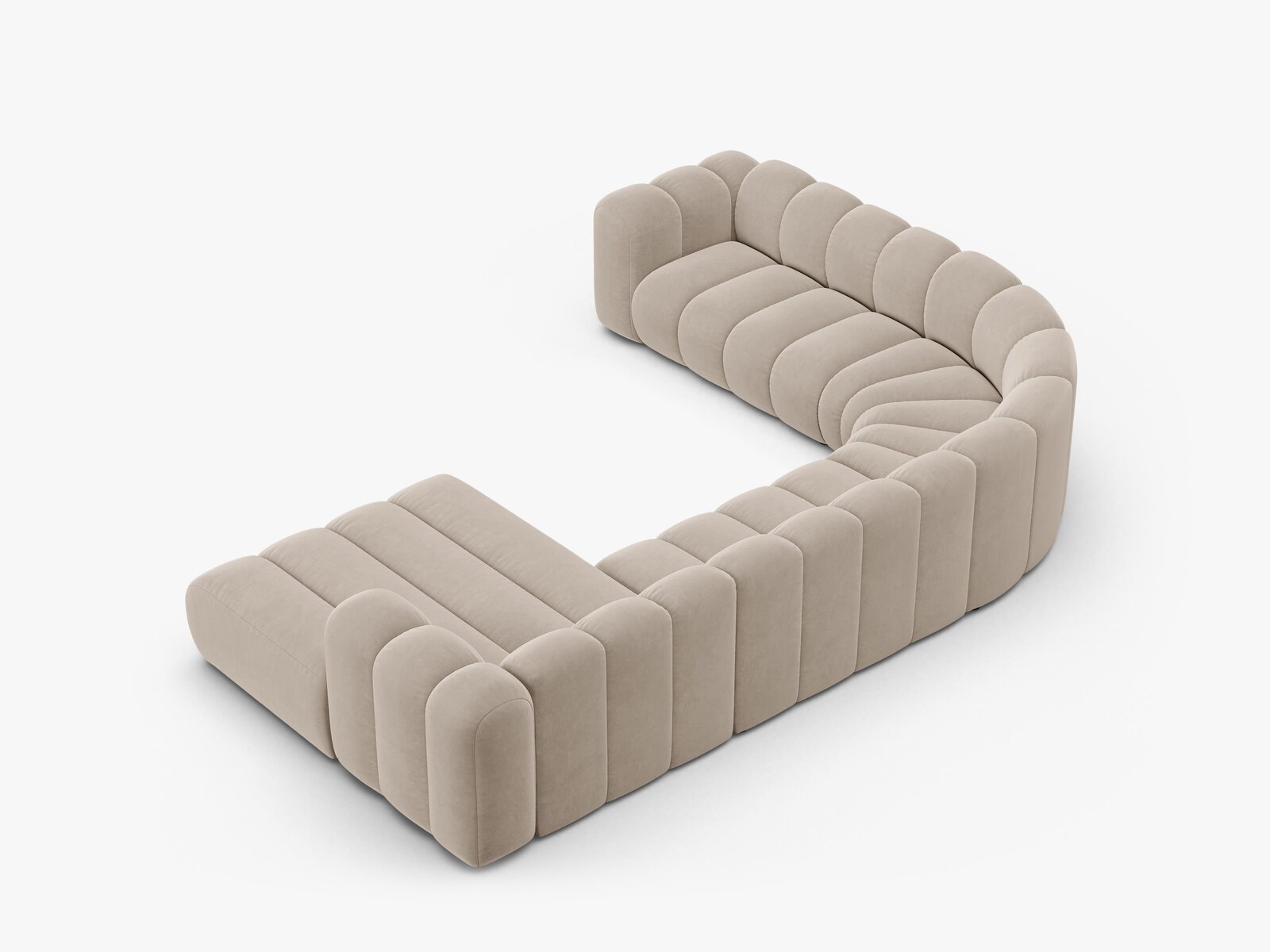 Micadoni Modulares Panorama Ecksofa Lupine 6-Sitzer Links Samt Salvador Beige