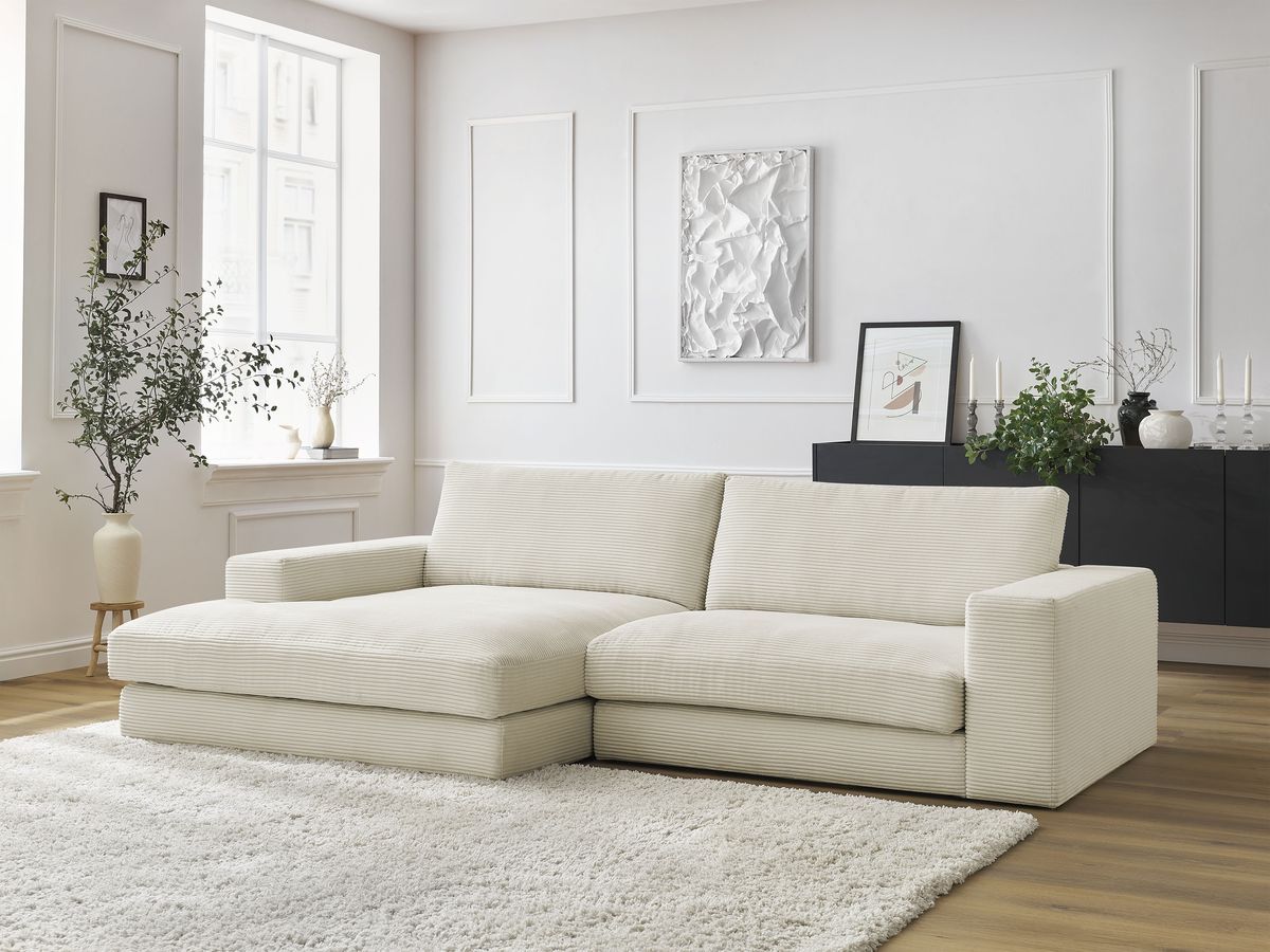 Bobochic Leonard Ecksofa 234 × 159 cm Cordsamt Beige Ecke links