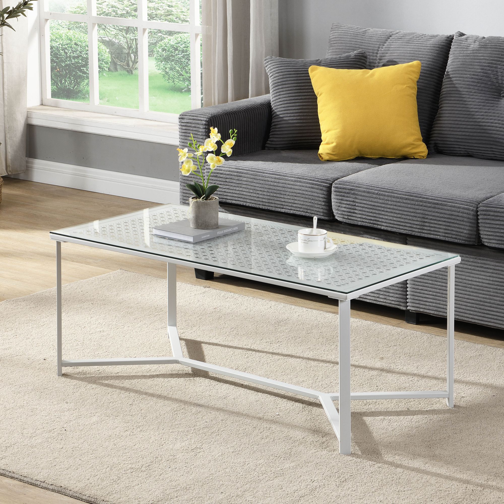 Couchtisch Isfjord Glas Weiß 100 × 50 × 42 cm