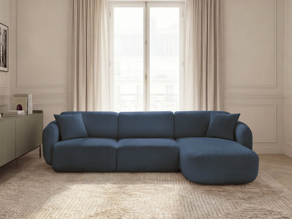 Bobochic Anda Ecksofa 292 × 163 cm Chenille Dunkelblau Ecke rechts