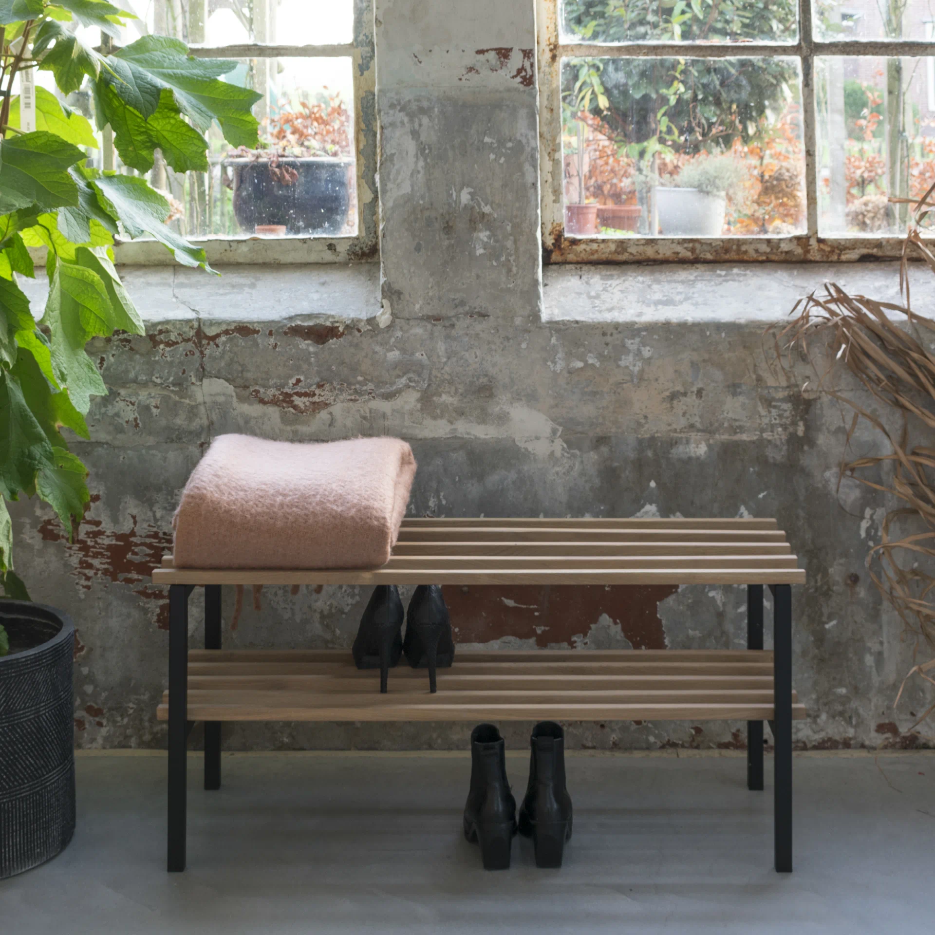 Spinder Design RIZZO BENCH Schuhregal - Schwarz / Eiche