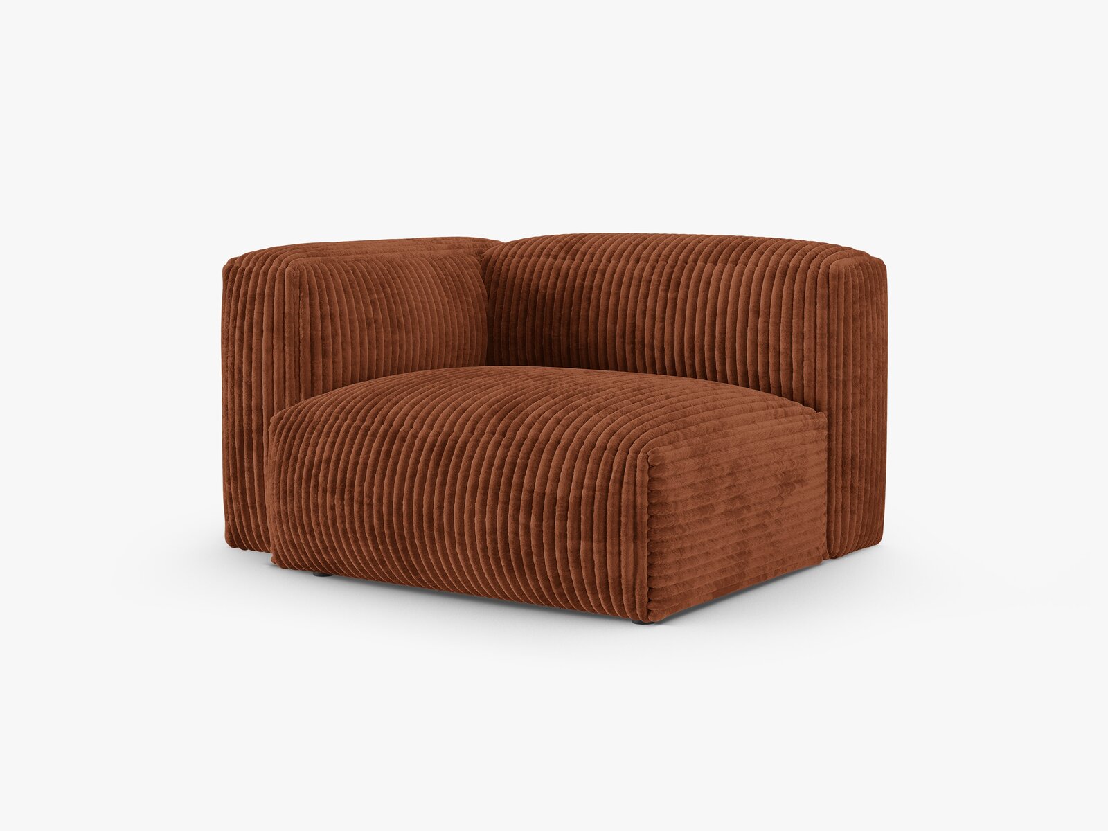 Micadoni Eckmodul mit Armlehne Martina 1-Sitzer 90cm Sitztiefe Links Kord Tilia Ziegel