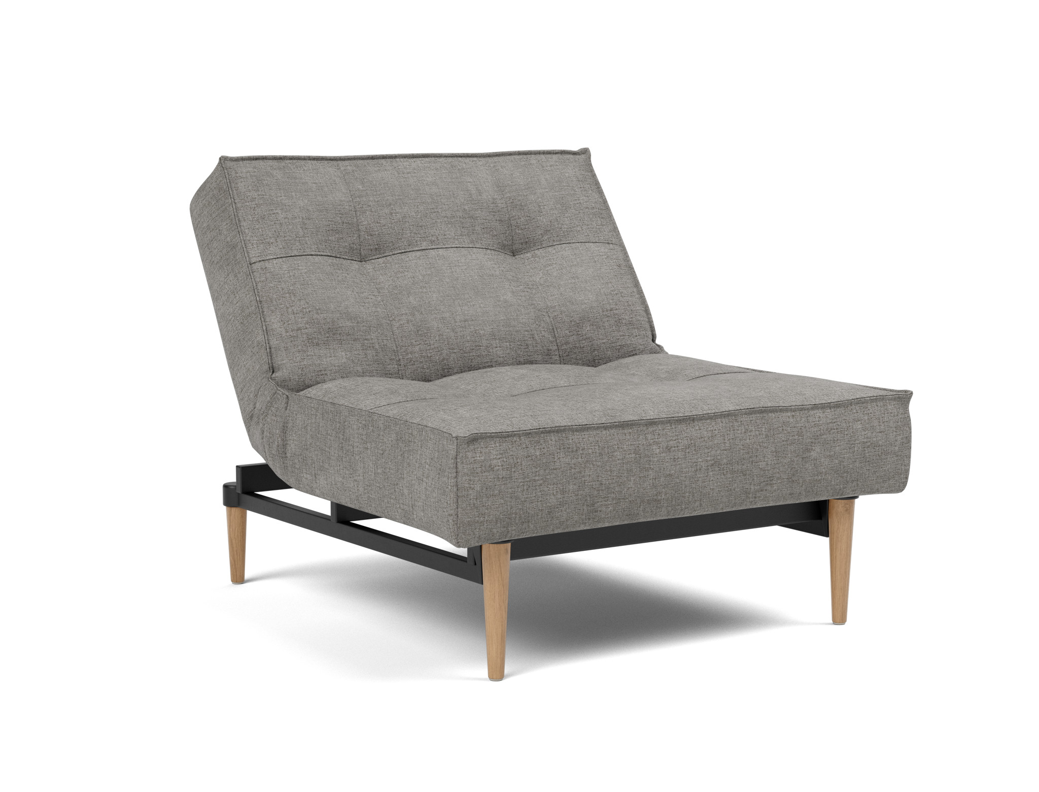 Sessel Splitback Flachgewebe Avella 282-Warm-Grey Beine Styletto Eiche hell