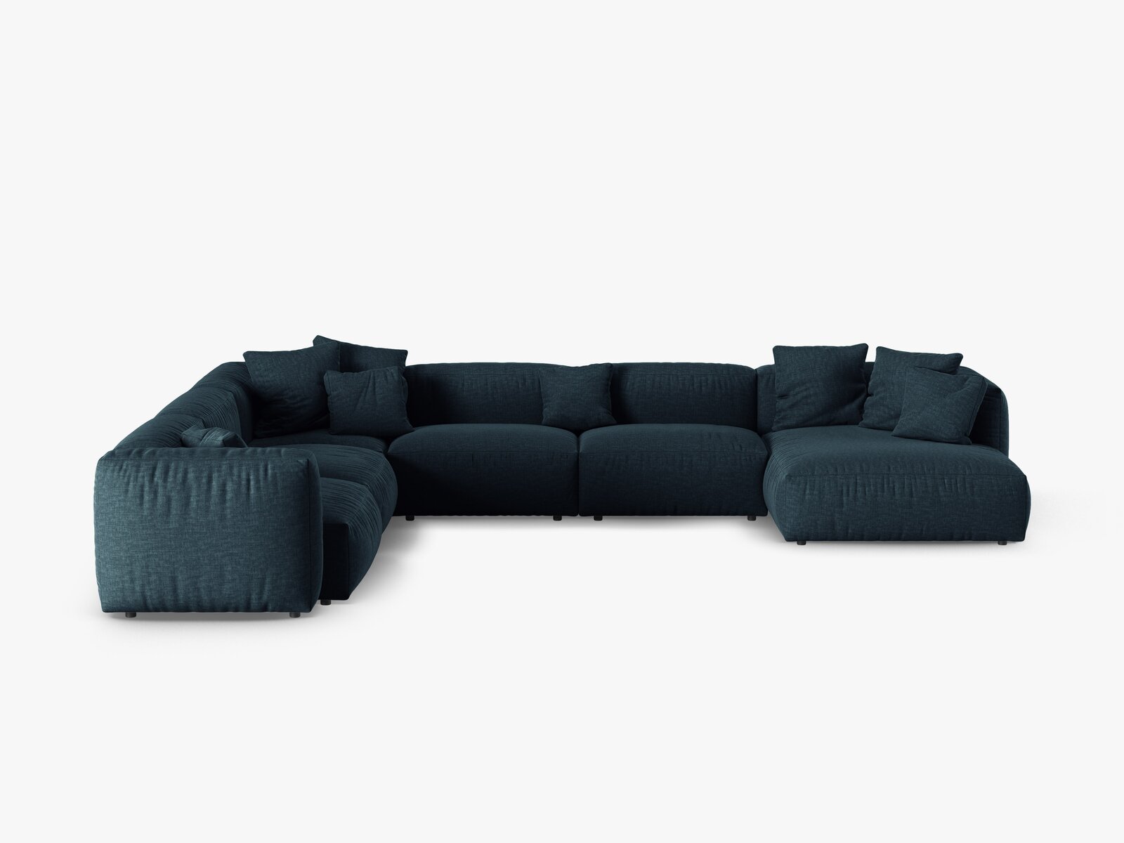 Micadoni modulares Ecksofa XL Martina 6-Sitzer 90cm Sitztiefe Links Strukturierter Stoff Boston Jeansblau