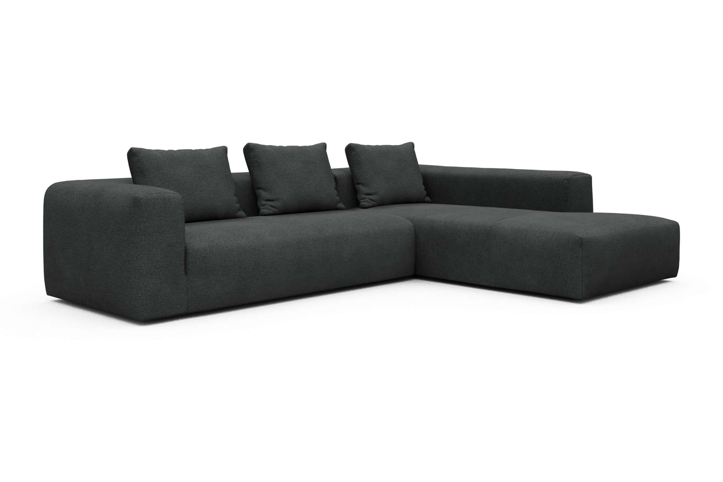 Ecksofa Fred Relax-Ecke rechts mit 2,5-Sitzer Boucle-Charcoal