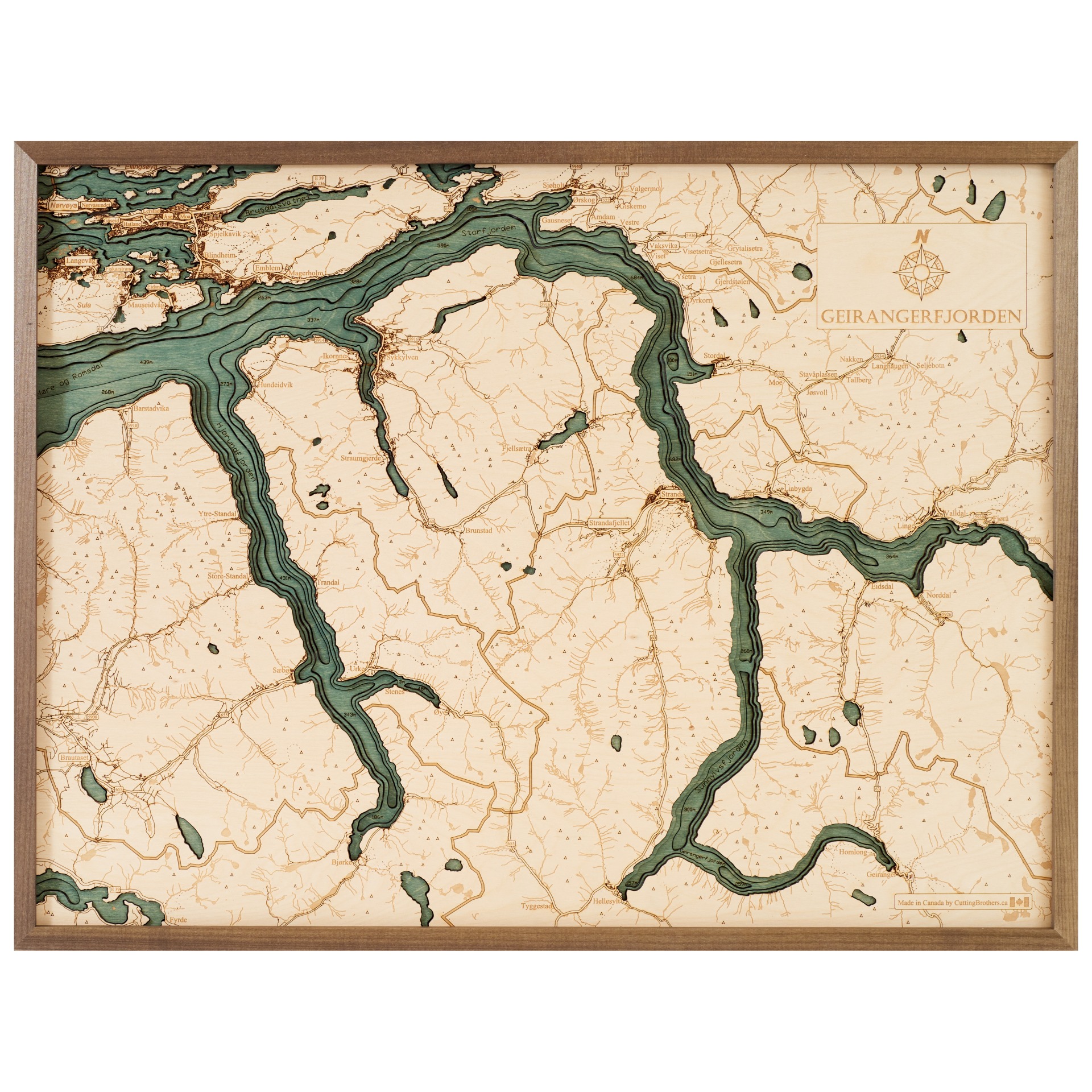 Cutting Brothers 3D Holz-Wandkarte Geiranger Fjord 81 x 61 moebelfaktor