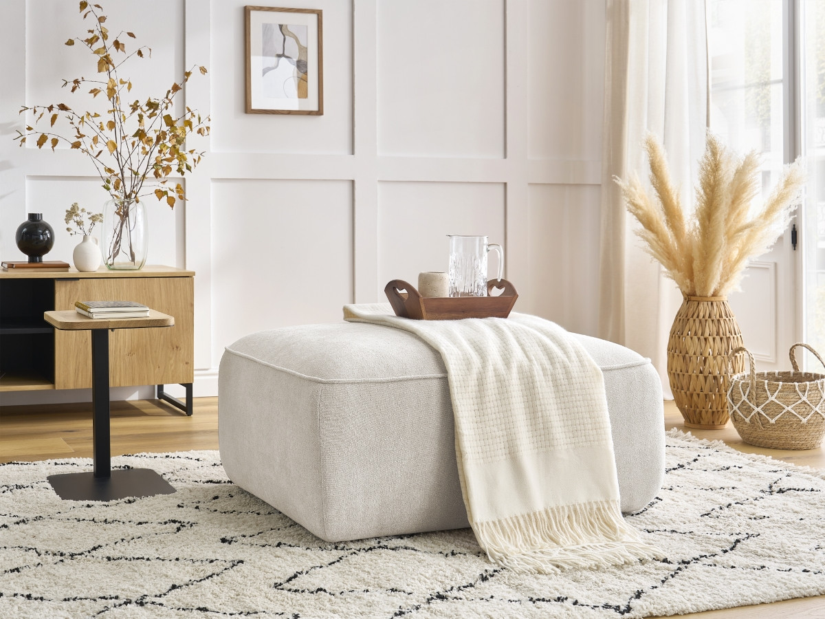 Bobochic Zephyr Pouf Strukturstoff Weiß