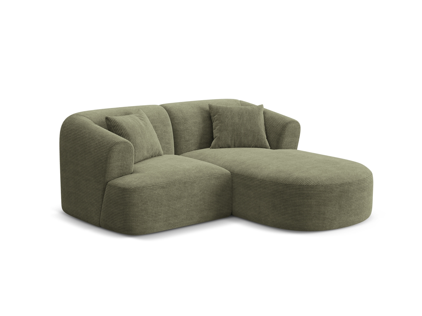 Cosmopolitan Design Ecksofa Campi 3-Sitzer Kord Lincoln D Moosgrün Melange Rechts