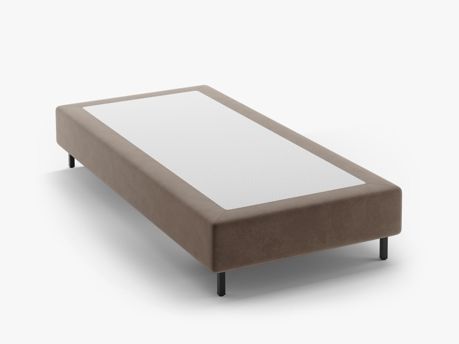Micadoni Whale Polster-Bettgestell Samt Paris Warmes Grau Schwarzes Metall 100x200