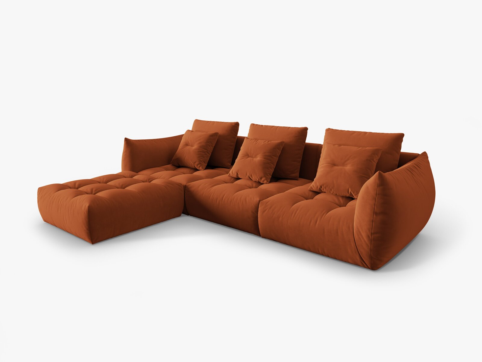 Micadoni Ecksofa Bloom 2-Sitzer Samt Terrakotta