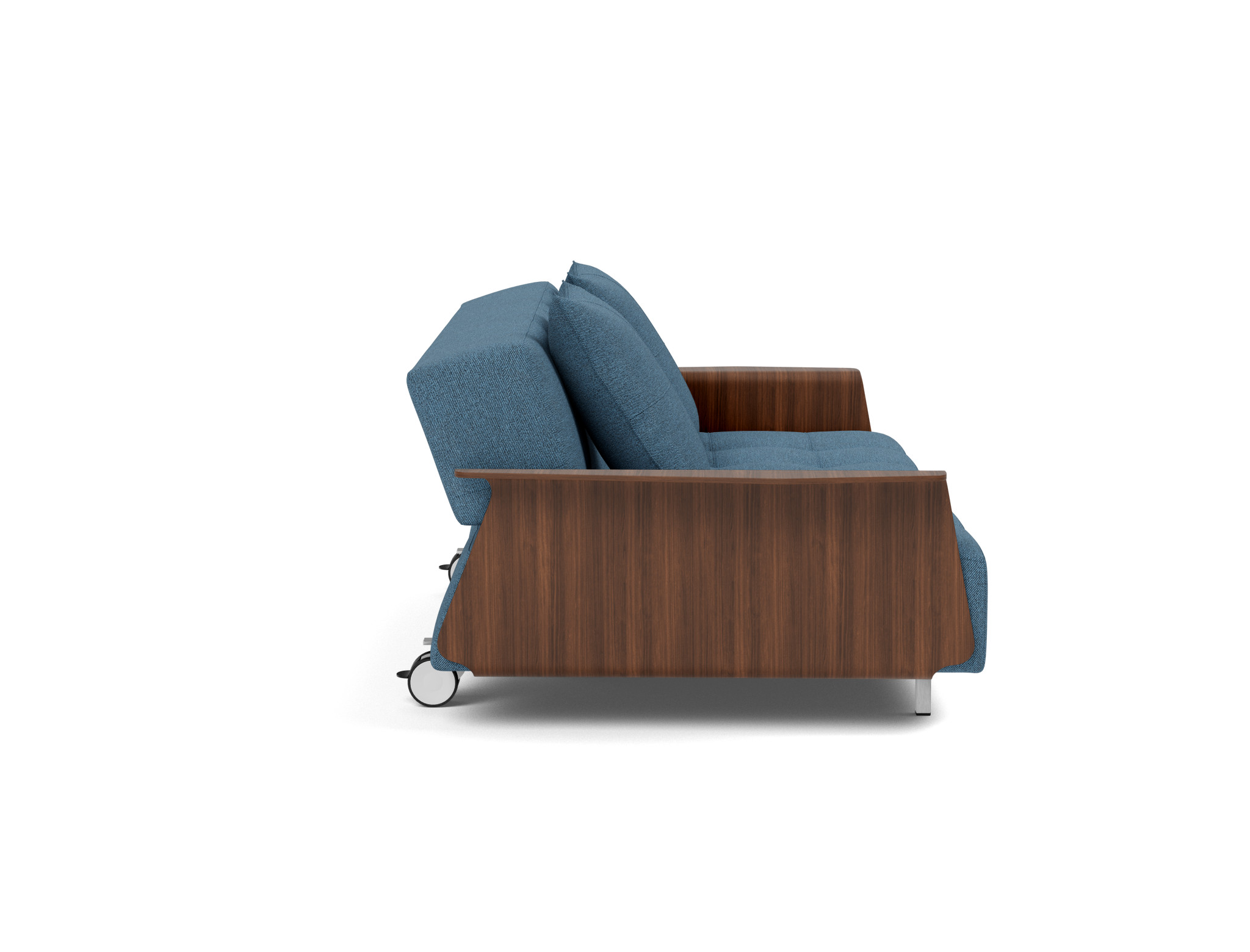 Schlafsofa Long Horn D.E.L. mit Armlehnen Strukturierter Stoff Weda 302-Weda-Blue