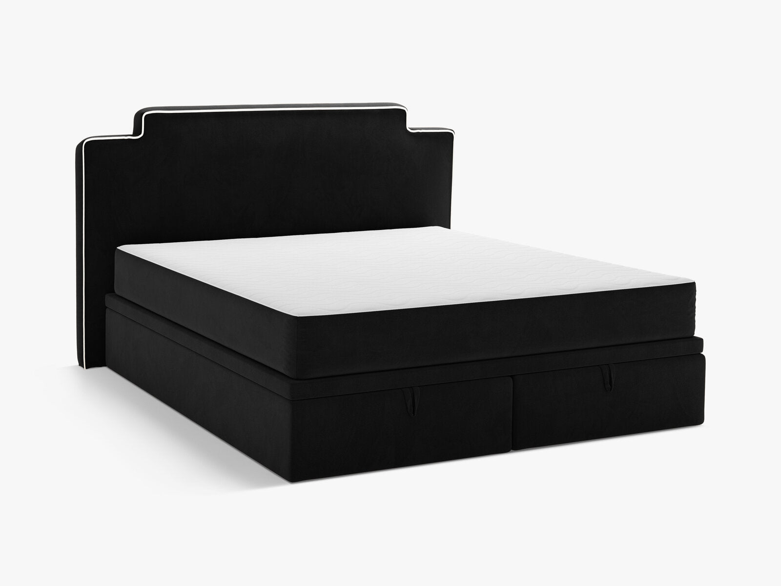 Micadoni Princess Boxspringbett mit Bettkasten und Kopfteil Samt Magic Velvet Elfenbein / Schwarz 140x200