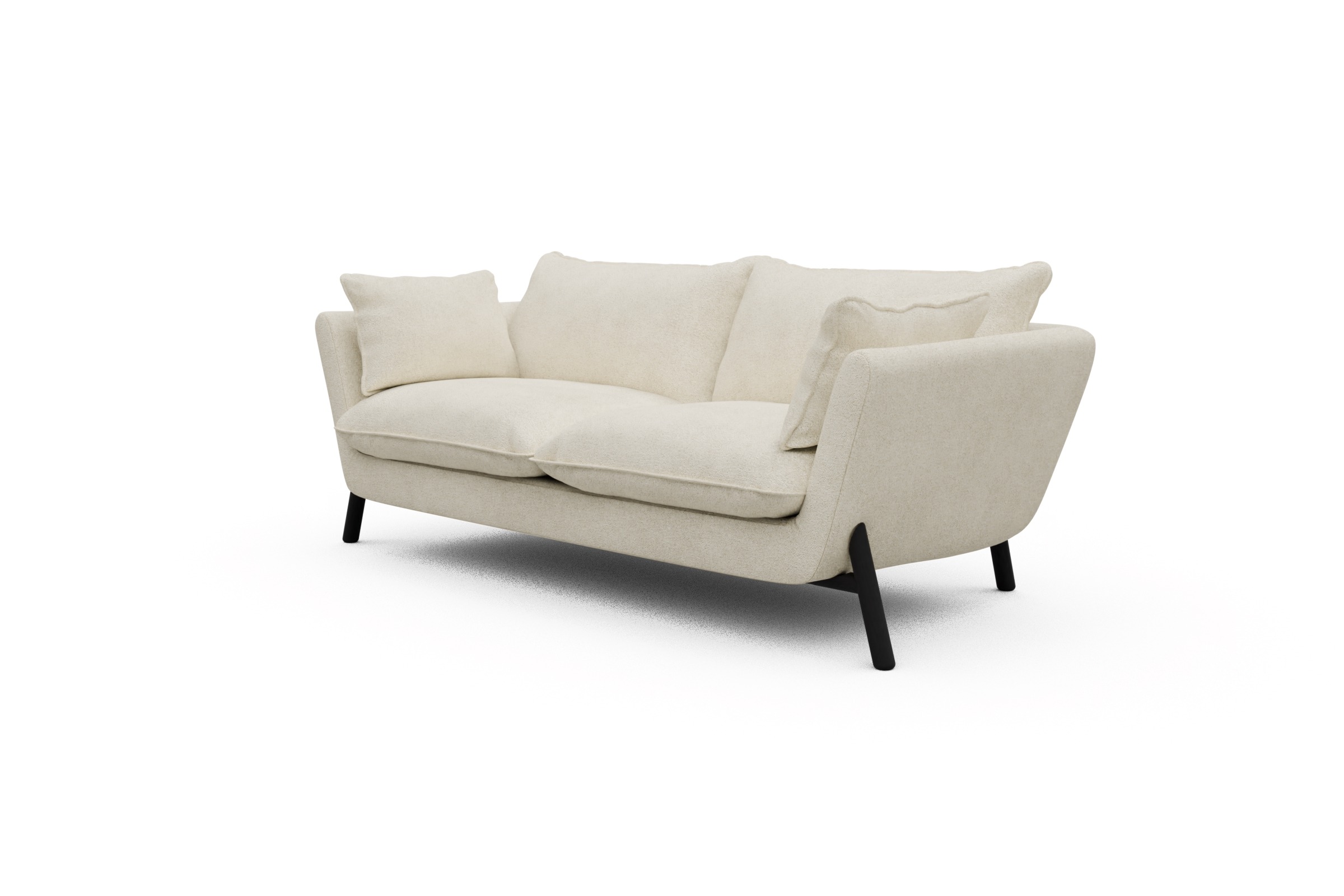 Sofa Emil PREMIUM 2-Sitzer Beinfarbe Eiche Schwarz Boucle-Off-White
