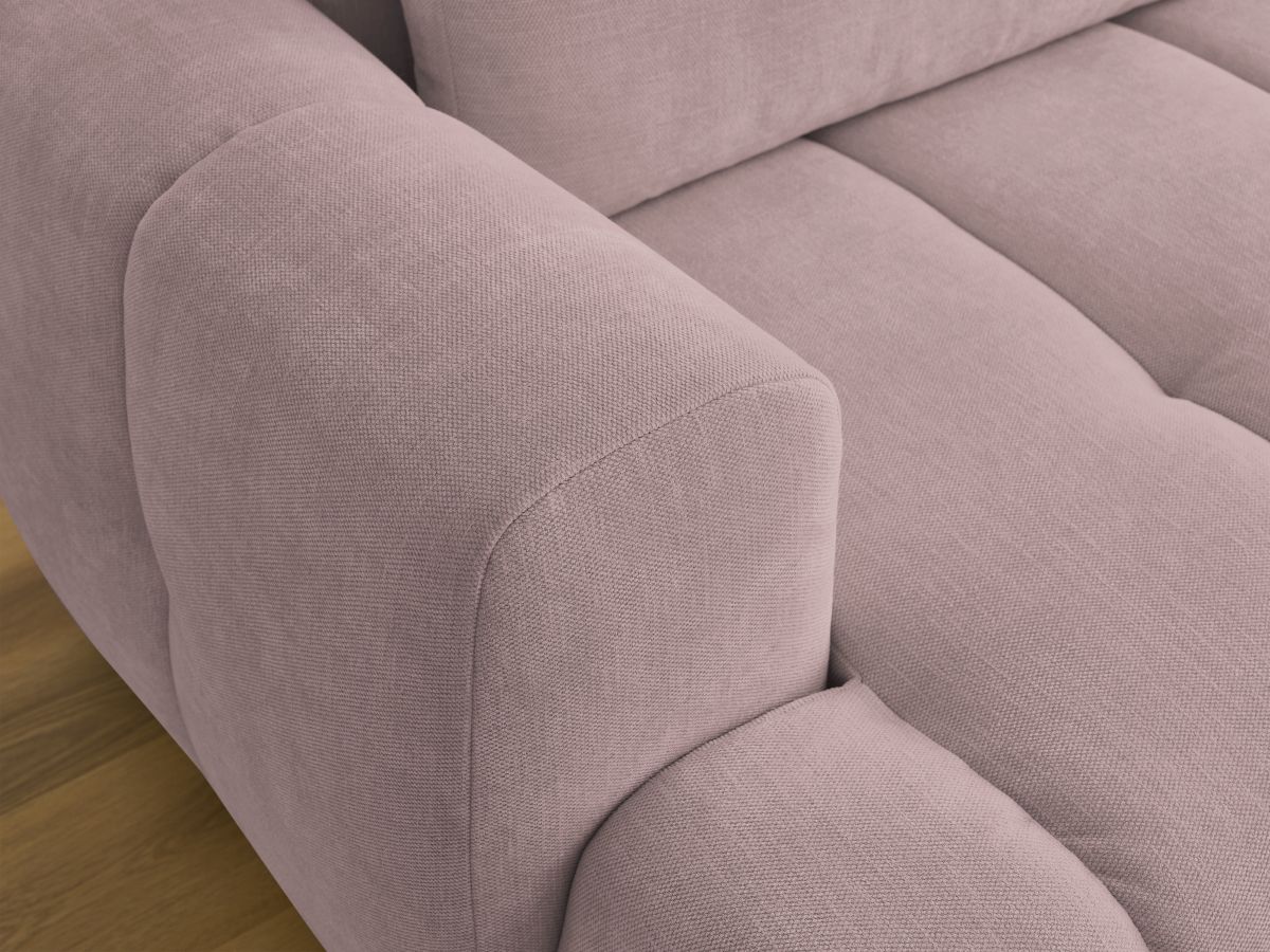 Bobochic Fuji Ecksofa mit Schlaffunktion und Bettkasten und Pouf 292 × 160 cm Stoff Rosa Ecke rechts