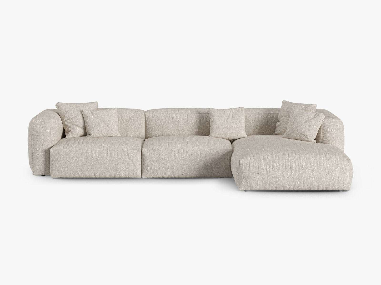 Micadoni Ecksofa Martina 3-Sitzer 90cm Sitztiefe Rechts Boucle Monet Beige
