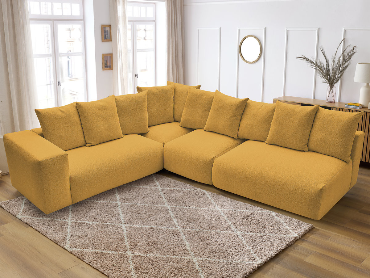 Bobochic Voltaire Ecksofa 322 × 268 cm Melange-Stoff Gelb Ecke links