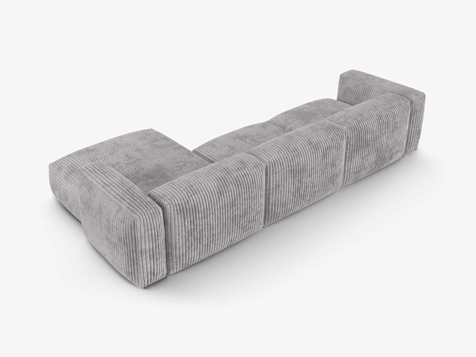Micadoni Ecksofa Martina 3-Sitzer 90cm Sitztiefe Rechts Kord Tilia Hellgrau