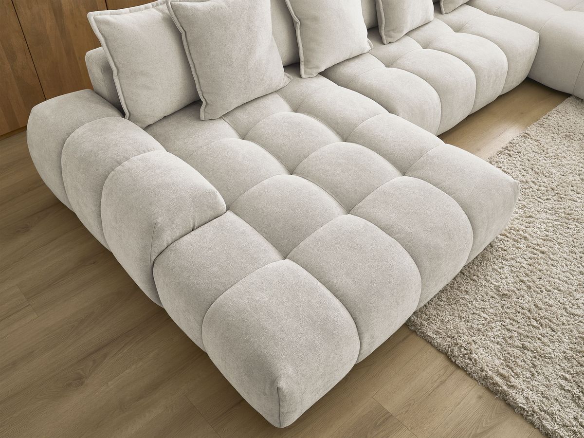 Bobochic Everest Wohnlandschaft, 14 Kissen Strukturstoff Beige Ecke links