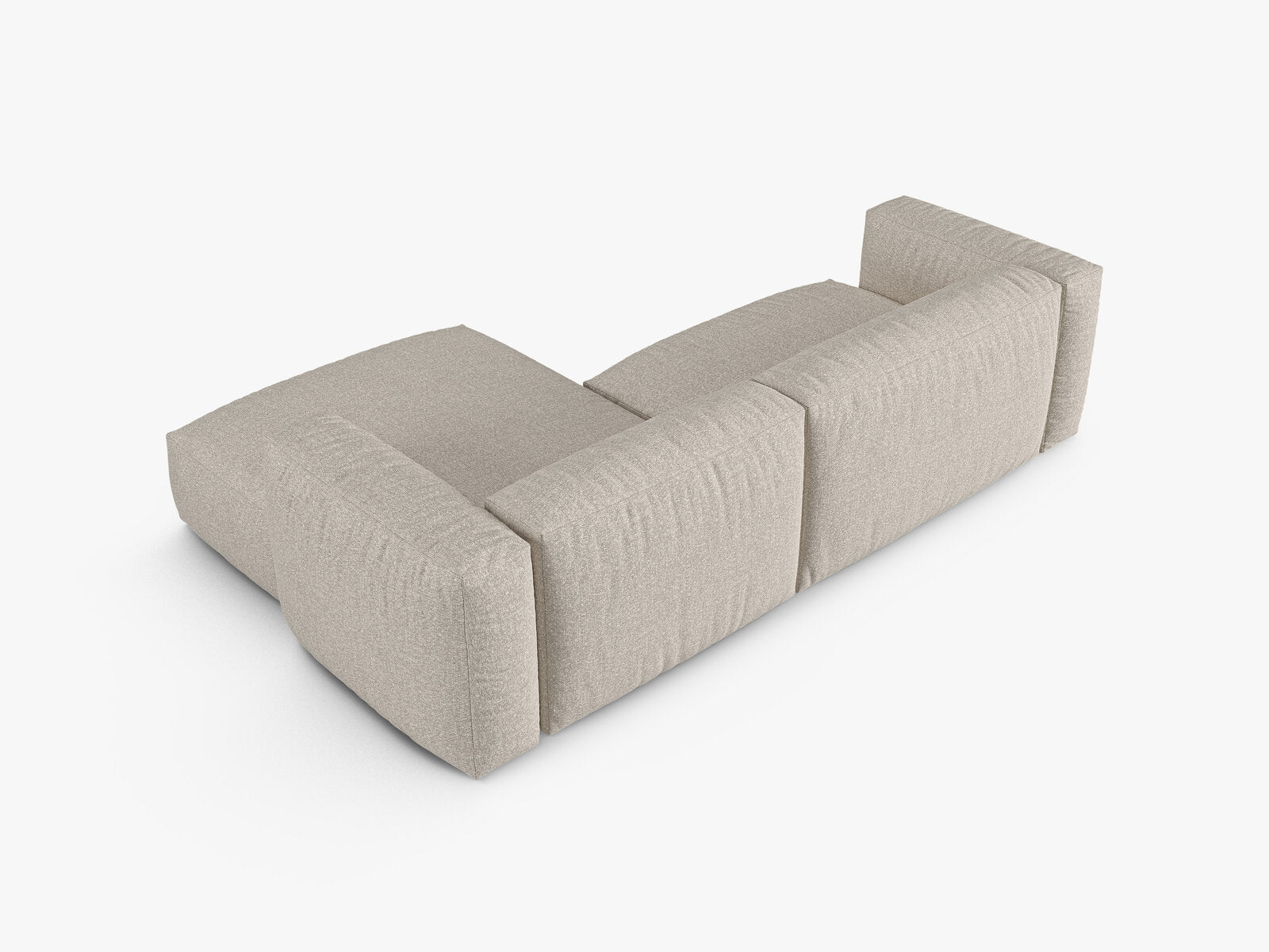 Micadoni Ecksofa Martina 2-Sitzer 90cm Sitztiefe Rechts Boucle Monet Beige